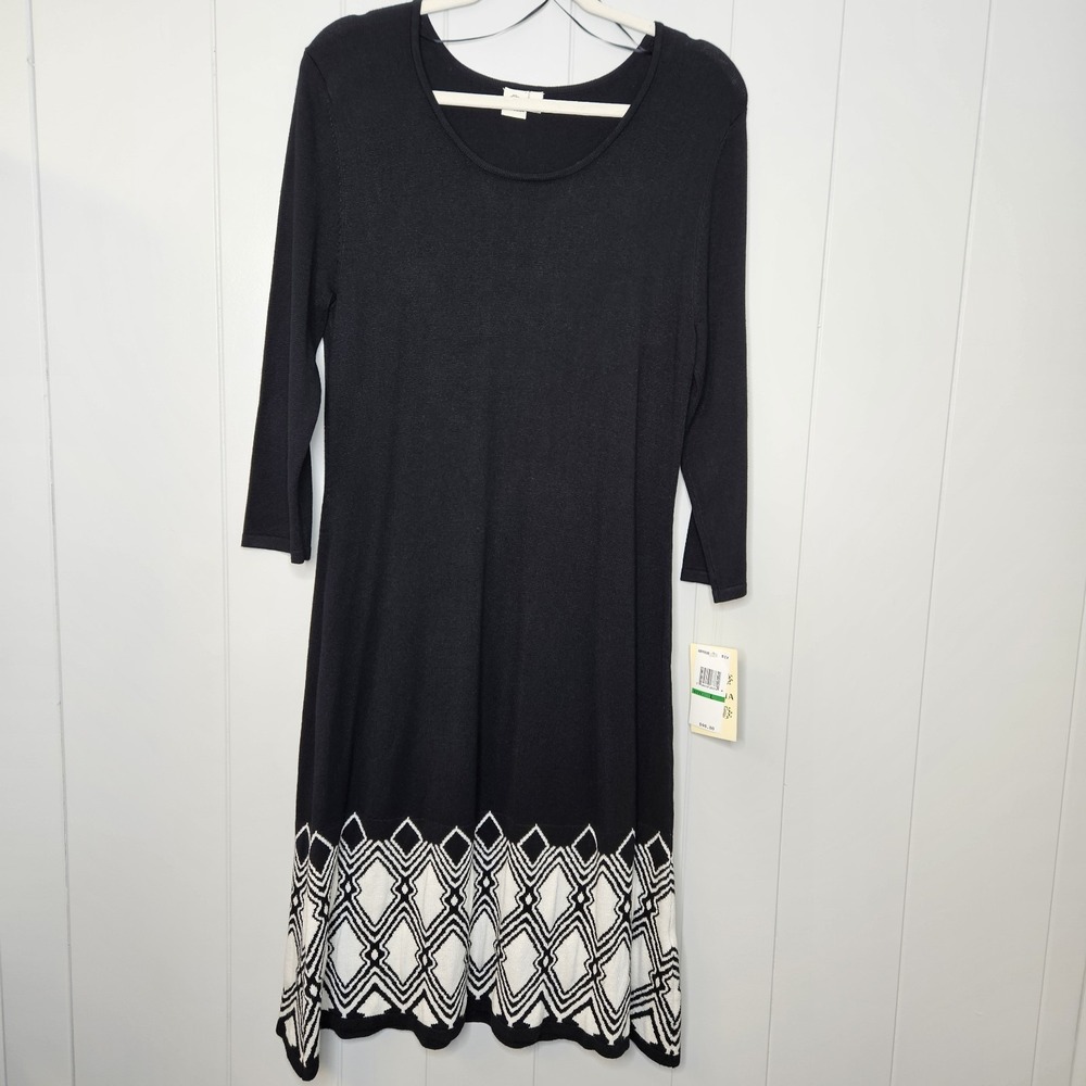 NWT Sangria Large Sweater Dress Black White